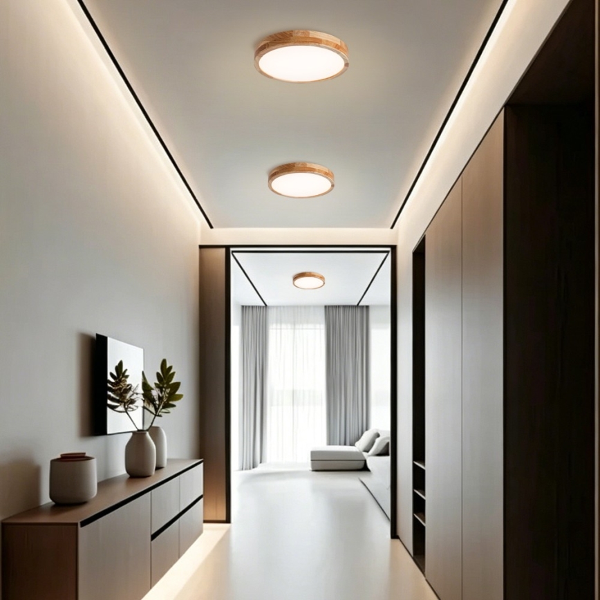 Brilagi - LED plafondlamp WOODLINE LED/24W/230V 3000/4000/6000K eiken Ø 30 cm