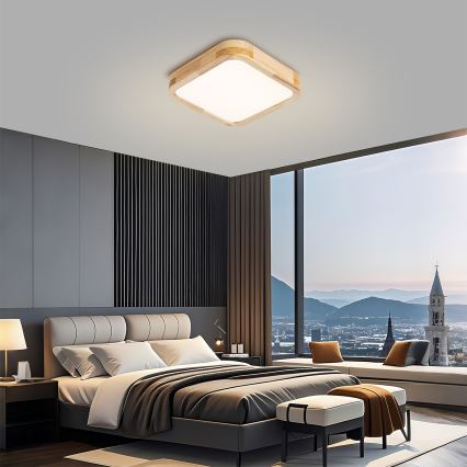 Brilagi - LED plafondlamp WOODLINE SQUARE LED/32W/230V 3000/4000/6000K eik 30x30 cm