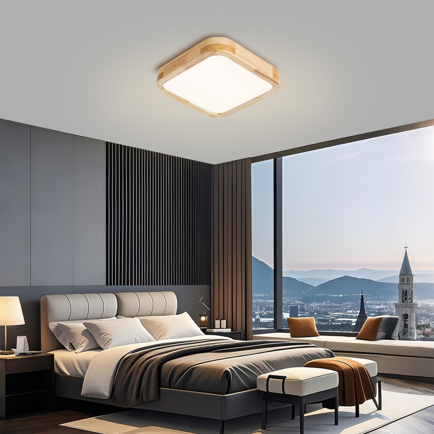 Brilagi - LED plafondlamp WOODLINE SQUARE LED/32W/230V 3000/4000/6000K eik 30x30 cm