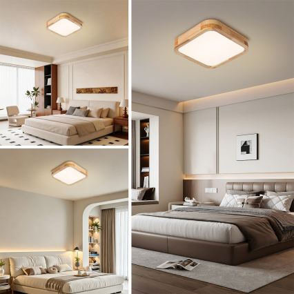 Brilagi - LED plafondlamp WOODLINE SQUARE LED/32W/230V 3000/4000/6000K eik 30x30 cm