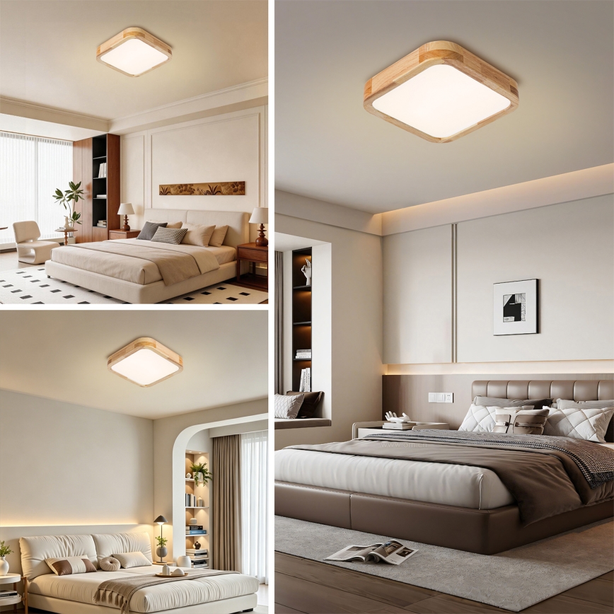 Brilagi - LED plafondlamp WOODLINE SQUARE LED/32W/230V 3000/4000/6000K eik 30x30 cm
