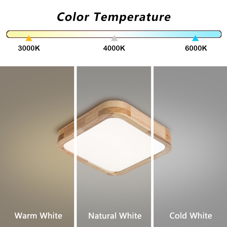 Brilagi - LED plafondlamp WOODLINE SQUARE LED/32W/230V 3000/4000/6000K eik 30x30 cm
