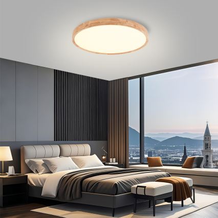 Brilagi - LED-plafondlamp WOODROUND LED/40W/230V 3000/4000/6000K Ø 60 cm hout CRI 90