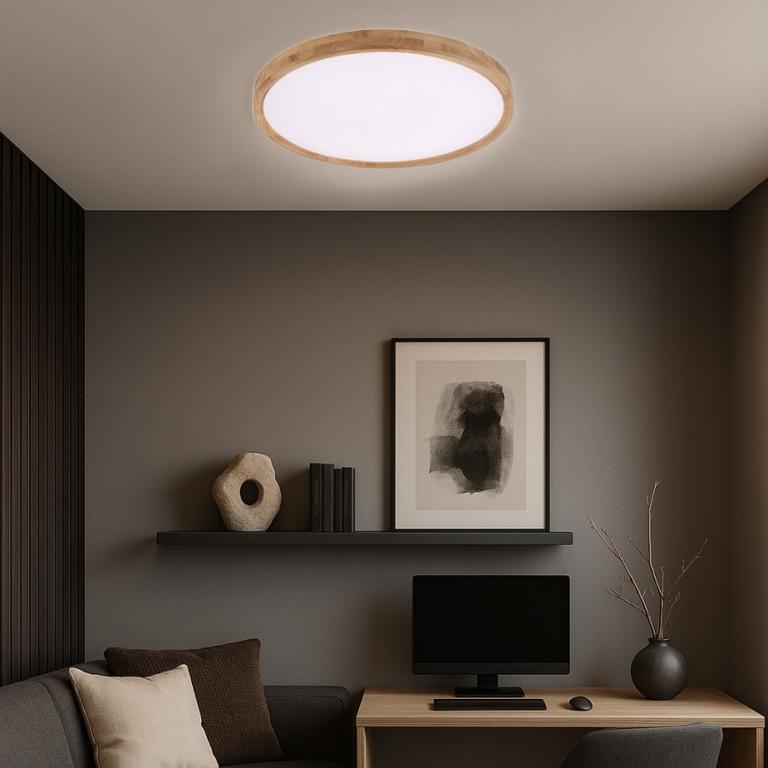 Brilagi - LED-plafondlamp WOODROUND LED/40W/230V 3000/4000/6000K Ø 60 cm hout CRI 90