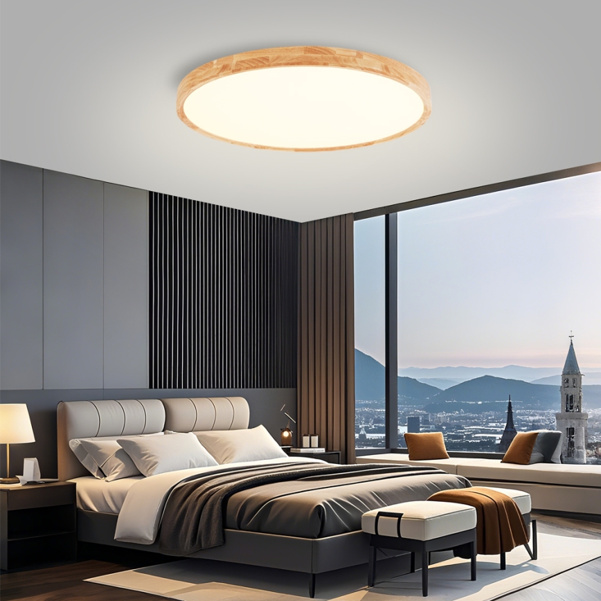 Brilagi - LED plafondlamp WOODROUND LED/70W/230V 3000/4000/6000K Ø 80 cm hout CRI 90