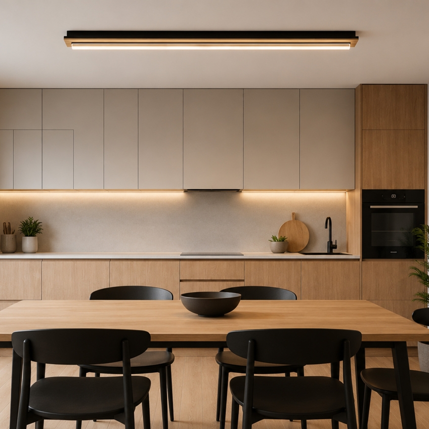 Brilagi - LED plafondlamp WOODY FLAT LED/25W/230V 118 cm eiken/zwart