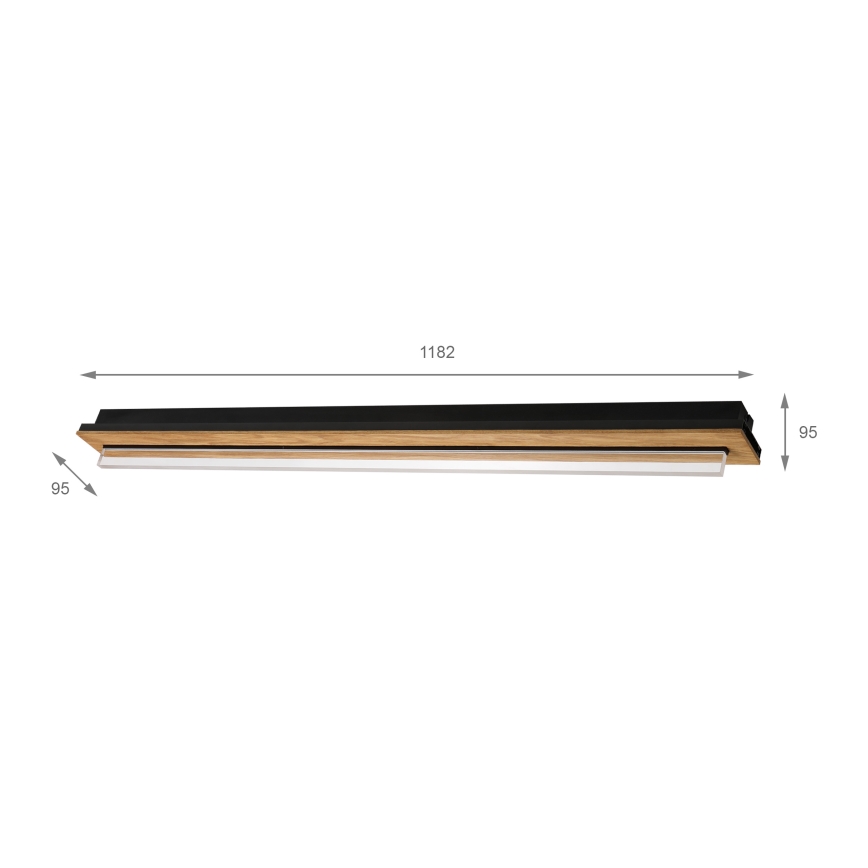Brilagi - LED plafondlamp WOODY FLAT LED/25W/230V 118 cm eiken/zwart