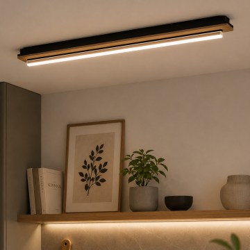 Brilagi - LED plafondlamp WOODY FLAT LED/25W/230V eiken/zwart