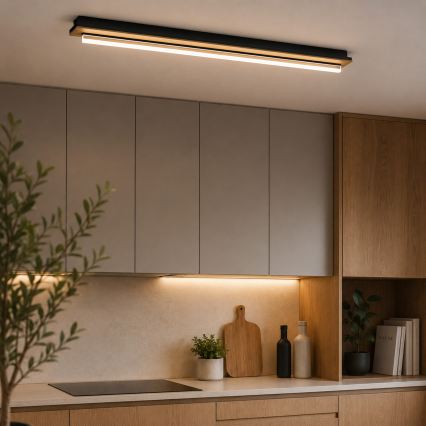 Brilagi - LED plafondlamp WOODY FLAT LED/25W/230V eiken/zwart
