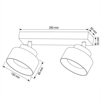 Brilagi - LED Plafondspot AURA LUX 2xGX53/30W/230V zwart/goud