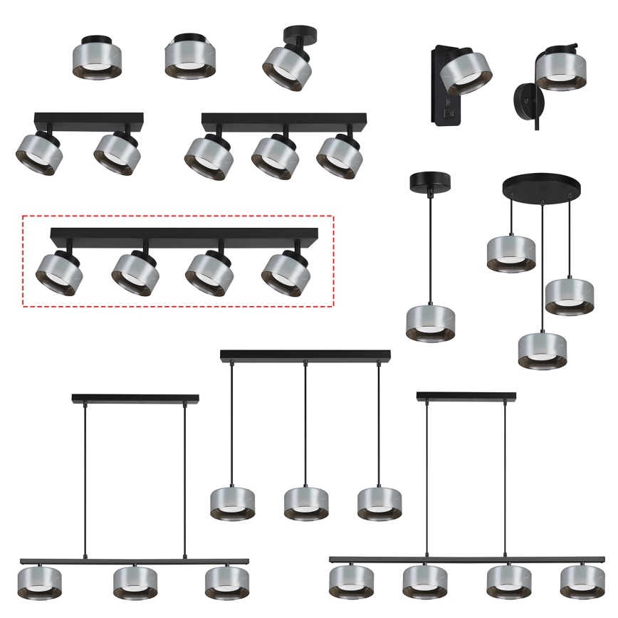 Brilagi - LED Plafondspot AURA LUX 4xGX53/30W/230V zwart/rookglas