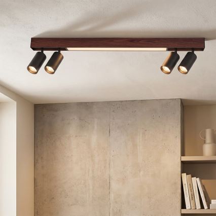 BRILAGI - LED plafondspot SELE 4xGU10/30W/230V + LED/20W zwart/eiken decor