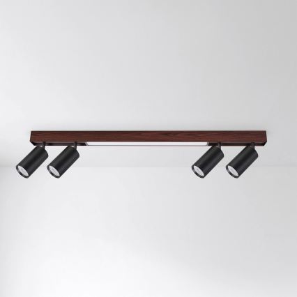 BRILAGI - LED plafondspot SELE 4xGU10/30W/230V + LED/20W zwart/eiken decor