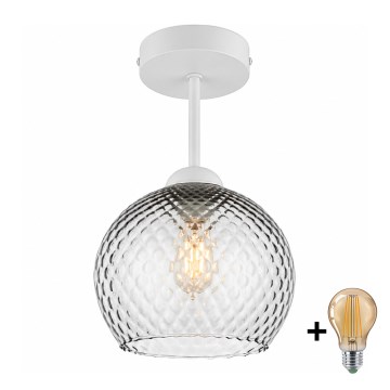 BRILAGI - LED plafonnière RETRO GLASS 1xE27/60W/230V Ø 18 cm wit/rookgrijs