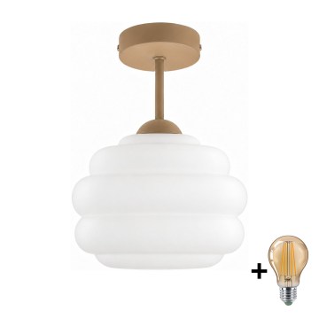 BRILAGI - LED Plafonnière RETRO GLASS 1xE27/60W/230V Ø 20 cm beige/wit