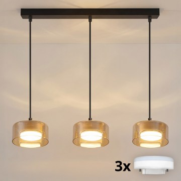 Brilagi - LED RGB+CCT dimbare hanglamp aan kabel AURA LUX 3xGX53/14W/230V 2700-6500K Wi-Fi Tuya zwart/goud