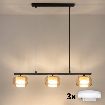 Brilagi - LED RGB+CCT dimbare hanglamp aan kabel AURA LUX 3xGX53/14W/230V 2700-6500K Wi-Fi Tuya zwart/goud