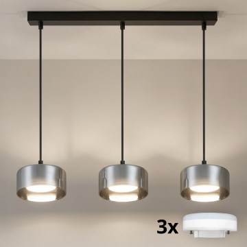 Brilagi - LED RGB+CCT dimbare hanglamp aan kabel AURA LUX 3xGX53/14W/230V 2700-6500K Wi-Fi Tuya zwart/rookglas