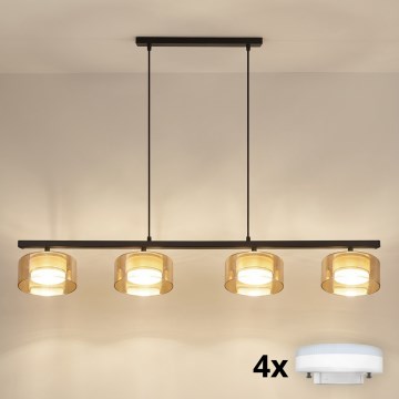 Brilagi - LED RGB+CCT dimbare hanglamp aan kabel AURA LUX 4xGX53/14W/230V 2700-6500K Wi-Fi Tuya zwart/goud