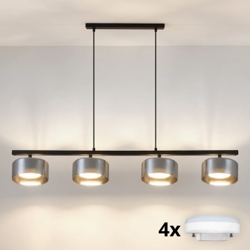 Brilagi - LED RGB+CCT dimbare hanglamp aan kabel AURA LUX 4xGX53/14W/230V 2700-6500K Wi-Fi Tuya zwart/rookglas