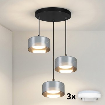 Brilagi - LED RGB+CCT dimbare hanglamp met kabel AURA LUX 3xGX53/14W/230V 2700-6500K Wi-Fi Tuya zwart/rook