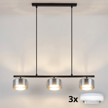 Brilagi - LED RGB+CCT Dimbare pendellamp met kabel AURA LUX 3xGX53/14W/230V 2700-6500K Wi-Fi Tuya zwart/rookkleurig