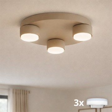 Brilagi - LED RGB+CCT Dimbare plafondlamp MONO 3xGX53/14W/230V 2700-6500K Wi-Fi Tuya Ø 30 cm beige
