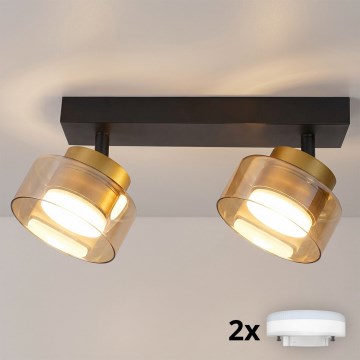 Brilagi - LED RGB+CCT dimbare spot AURA LUX 2xGX53/14W/230V 2700-6500K Wi-Fi Tuya zwart/goud