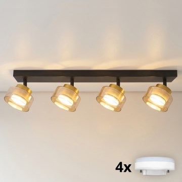 Brilagi - LED RGB+CCT Dimbare spot AURA LUX 4xGX53/14W/230V 2700-6500K Wi-Fi Tuya zwart/goud