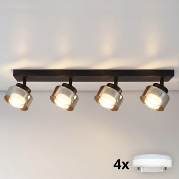 Brilagi - LED RGB+CCT dimbare spotlamp AURA LUX 4xGX53/14W/230V 2700-6500K Wi-Fi Tuya zwart/gerookt