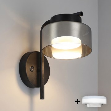 Brilagi - LED RGB+CCT dimbare wandlamp AURA LUX 1xGX53/14W/230V 2700-6500K Wi-Fi Tuya zwart/gerookt glas