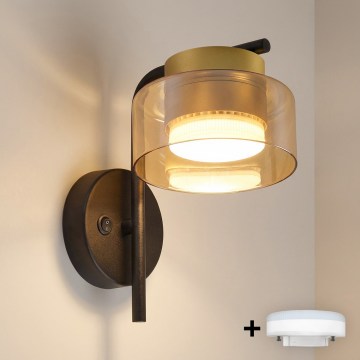 Brilagi - LED RGB+CCT dimbare wandlamp AURA LUX 1xGX53/14W/230V 2700-6500K Wi-Fi Tuya zwart/goud