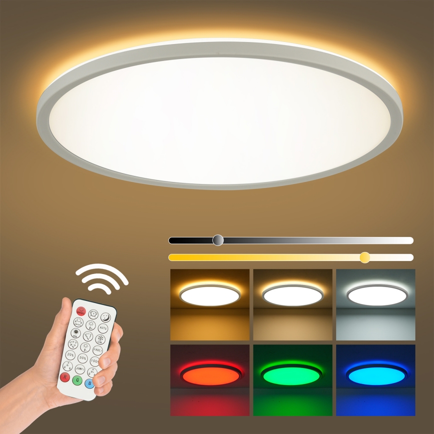 Brilagi - dimbare RGBW LED-plafondlamp ULTRA SLIM LED/18W/230V 2700–6500K Ø 30 cm wit + afstandsbediening