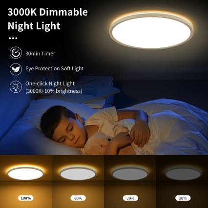Brilagi - dimbare RGBW LED-plafondlamp ULTRA SLIM LED/18W/230V 2700–6500K Ø 30 cm wit + afstandsbediening