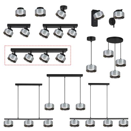 Brilagi - LED RGB+CCT dimbare spotlamp AURA LUX 4xGX53/14W/230V 2700-6500K Wi-Fi Tuya zwart/gerookt