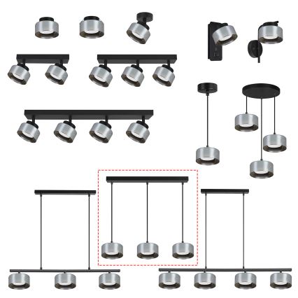 Brilagi - LED RGB+CCT dimbare hanglamp aan kabel AURA LUX 3xGX53/14W/230V 2700-6500K Wi-Fi Tuya zwart/rookglas