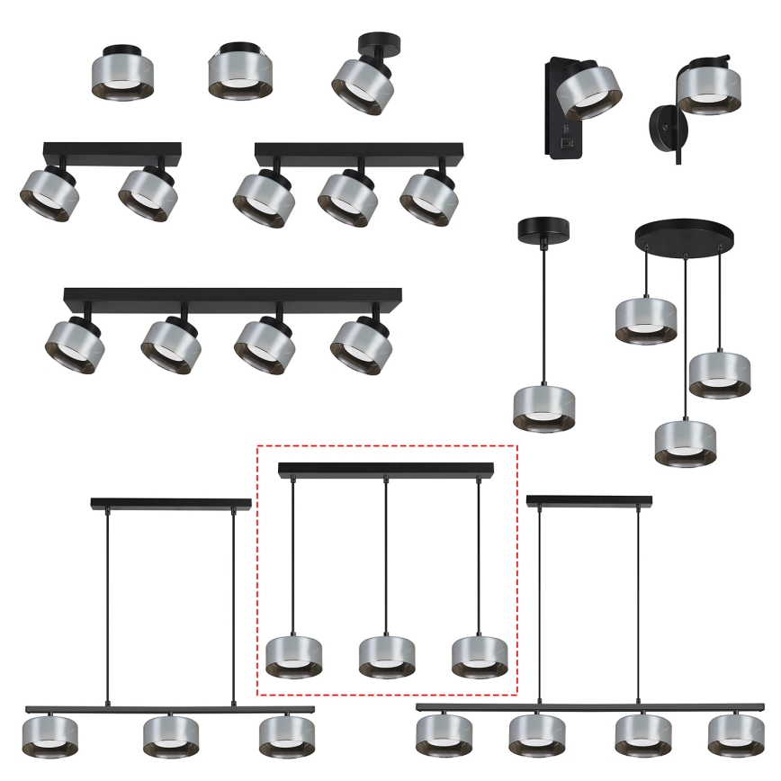 Brilagi - LED RGB+CCT dimbare hanglamp aan kabel AURA LUX 3xGX53/14W/230V 2700-6500K Wi-Fi Tuya zwart/rookglas