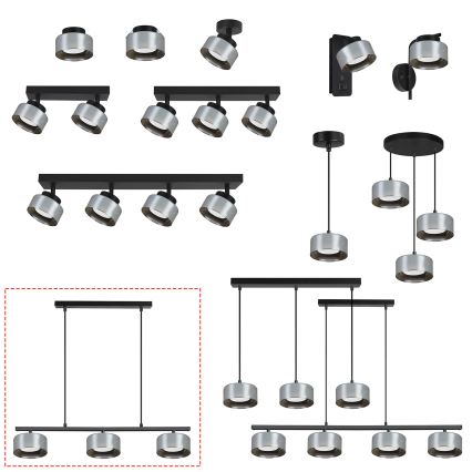 Brilagi - LED RGB+CCT Dimbare pendellamp met kabel AURA LUX 3xGX53/14W/230V 2700-6500K Wi-Fi Tuya zwart/rookkleurig