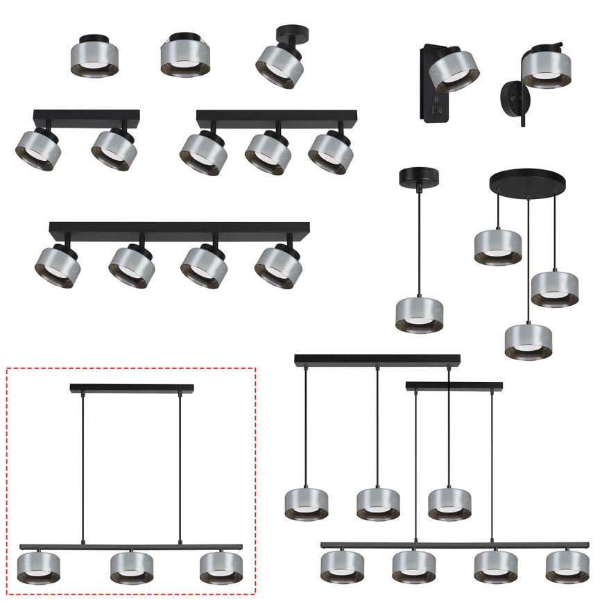 Brilagi - LED RGB+CCT Dimbare pendellamp met kabel AURA LUX 3xGX53/14W/230V 2700-6500K Wi-Fi Tuya zwart/rookkleurig