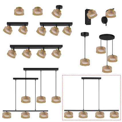 Brilagi - LED RGB+CCT dimbare hanglamp aan kabel AURA LUX 4xGX53/14W/230V 2700-6500K Wi-Fi Tuya zwart/goud