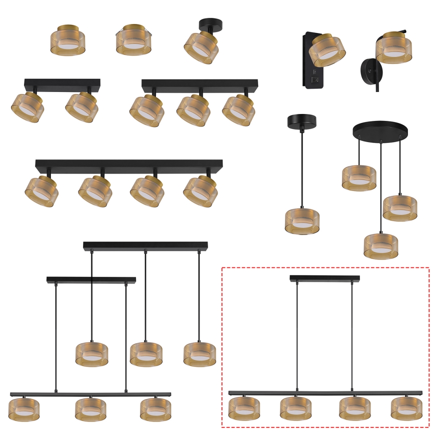 Brilagi - LED RGB+CCT dimbare hanglamp aan kabel AURA LUX 4xGX53/14W/230V 2700-6500K Wi-Fi Tuya zwart/goud