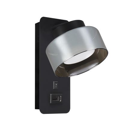 Brilagi - LED RGB+CCT dimbare wandlamp met USB-poort AURA LUX 1xGX53/14W/230V 2700-6500K Wi-Fi Tuya zwart/rook