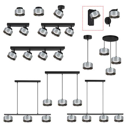Brilagi - LED RGB+CCT dimbare wandlamp met USB-poort AURA LUX 1xGX53/14W/230V 2700-6500K Wi-Fi Tuya zwart/rook