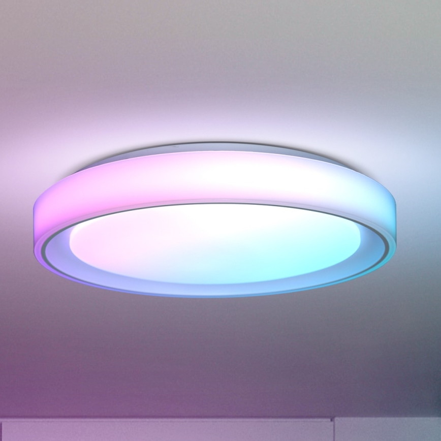 Brilagi - LED RGB dimbare plafondlamp FLOCO LED/30W/230V Ø 39,5 cm 3000-6500K Wi-Fi Tuya + LED/6W + afstandsbediening