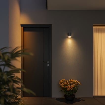 Brilagi - LED RGBW dimbare buitenwandlamp MATERA 1xGU10/6W/230V 3000K IP54 grijs + afstandsbediening