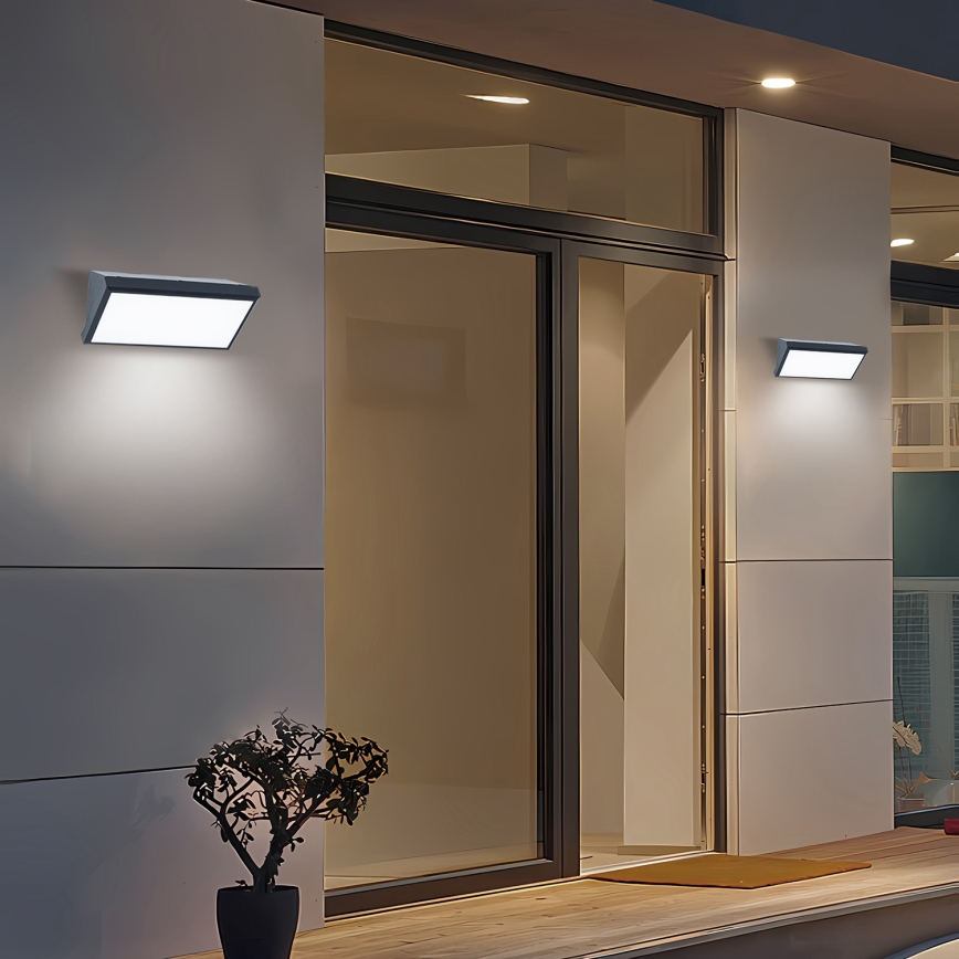 Brilagi - LED RGBW dimbare buitenwandlamp TRIANGLE 1xE27/15W/230V 2700-6500K IP65 antraciet