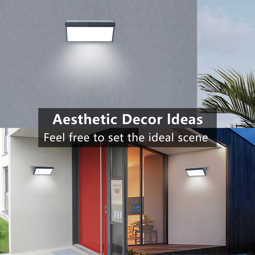 Brilagi - LED RGBW dimbare buitenwandlamp TRIANGLE 1xE27/15W/230V 2700-6500K IP65 antraciet