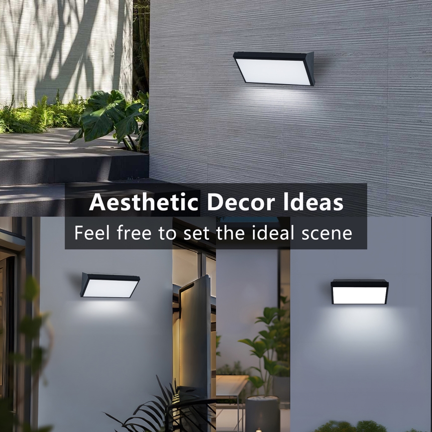 Brilagi - LED RGBW dimbare buitenwandlamp TRIANGLE 1xE27/15W/230V 2700-6500K IP65 zwart