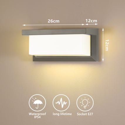 Brilagi - LED RGBW dimbare buitenwandlamp BRICKY 1xE27/15W/230V 2700-6500K IP54 grijs