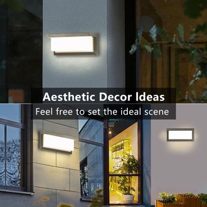 Brilagi - LED RGBW dimbare buitenwandlamp BRICKY 1xE27/9W/230V 2700-6500K IP54 grijs